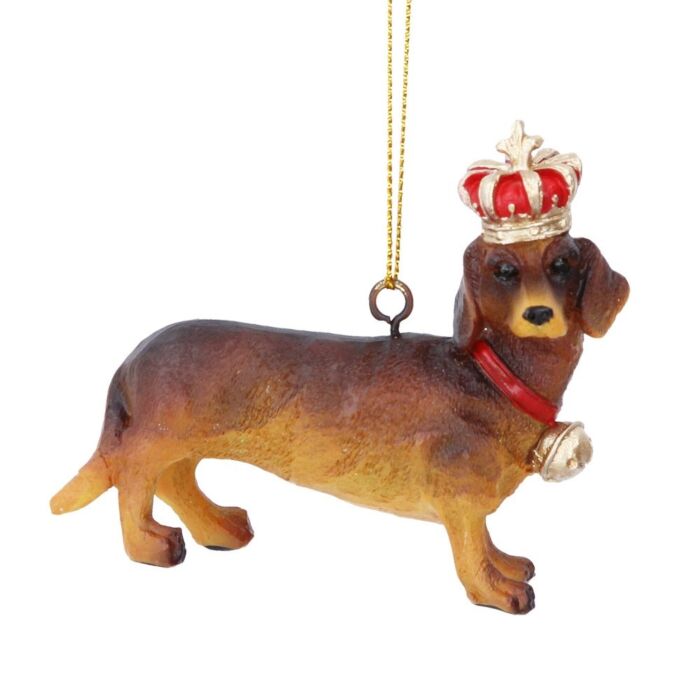 Gisela Graham Dachshund w/Crown Decoration
